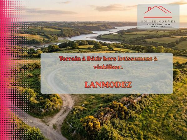 Terrain constructible de 1054 m² au calme à Lanmodez, hors lotissement