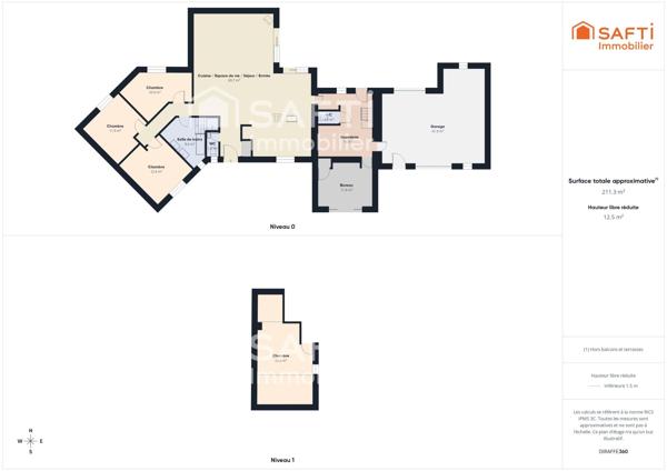 Maison contemporaine, 5 chambres, garage, piscine