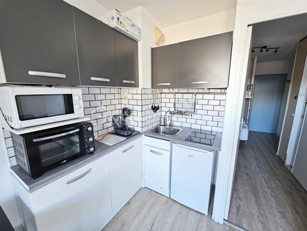 Le studio se compose d’une entrée avec dressing, d’une pièce de vie avec coin repas, canapé convertible et télévision, ainsi que d’une kitchenette ouverte.
La cabine nuit dispose d’un lit double complété par un lit simple en hauteur, permettant un couchage modulable et confortable.
Une salle de bains avec WC et un balcon viennent compléter l’ensemble.

La résidence bénéficie d’un accès direct aux pistes et aux sentiers de randonnée, un véritable atout pour les séjours sans contrainte. L’environnement est paisible, tout en restant à quelques minutes à pied des commerces du Seignus.
Vous apprécierez également la vue dégagée sur les montagnes, le casier à ski et le stationnement privé réservé à la résidence.

Taxe foncière 486 €