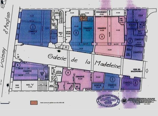 CESSION DE DROIT AU BAIL GALERIE MADELEINE PARIS 8EME LOCAL 130 M2