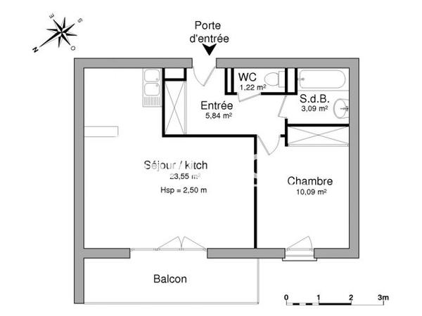 Location Appartement 2 pièces 43.79 m² - 9 AU 13 RUE DES CARAVELLES Blainville Sur Orne 14550