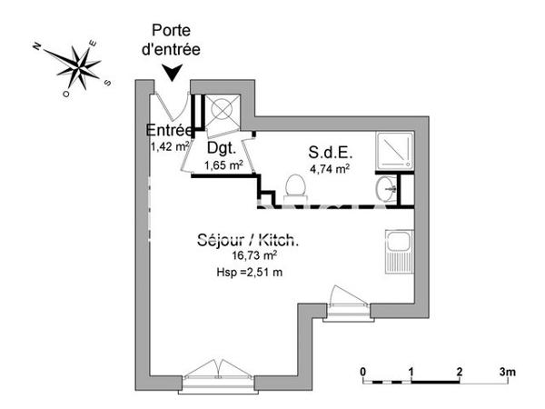 Location Studio 25.82 m² - 10-14 RUE D'ORMESSON Epinay Sur Seine 93800