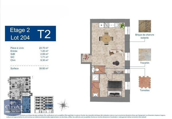 Appartement à vendre 2 pièces 39.8m²