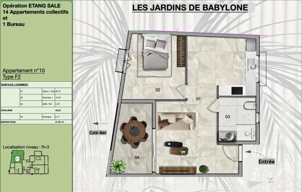 Appartement 2 pièces 52m² + Varangue – à Étang Salé