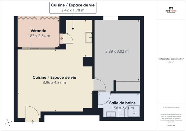 Appartement 2 pièces - 42 m² Exclusivité efficity