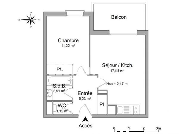 Location Appartement 2 pièces 37.5 m² - 1 CHEMIN DU PRAT LONG Toulouse 31200