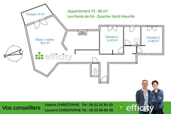 Appartement 3 pièces - 82 m²