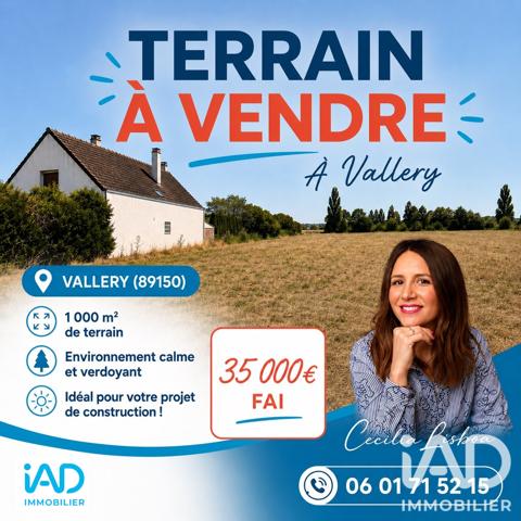 Terrain à vendre 1 000 m² Vallery