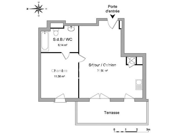 Location Appartement 2 pièces 45.2 m² - 8 AV. GEN. M. CHEVANCE-BERTIN Marseille 15 13015
