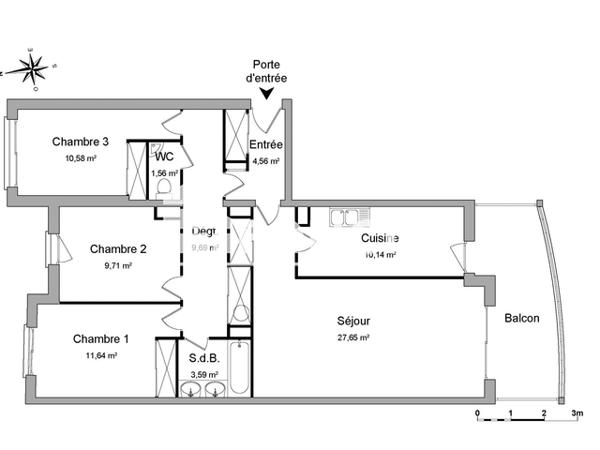Location Appartement 4 pièces 89.12 m² - 4 RUE CHARLES DENIS Angers 49000