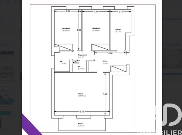 Appartement à vendre 4 pièces 69,08 m² Le Pecq