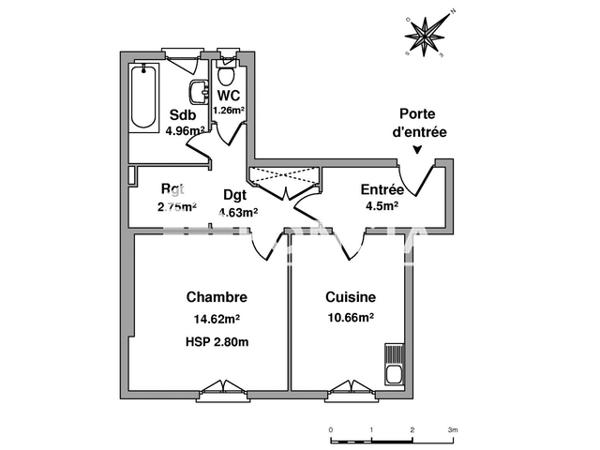 Location Studio 43.38 m² - 20 RUE AMIRAL LINOIS Brest 29200