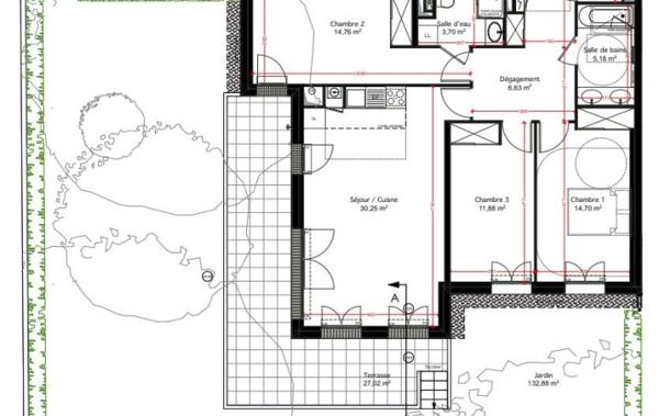 Vente Appartement P4 4P 95m2 -159m2 jardin - 2 PK neuf Le-chesnay-rocquencourt   