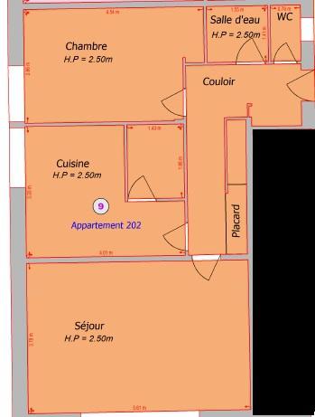 Appartement 2 pièces - 59 m²