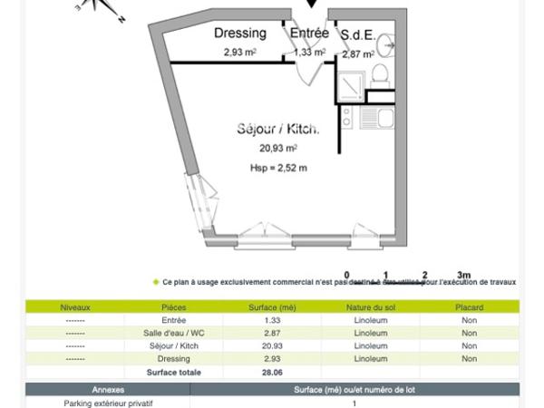 Location Studio 28.06 m² - 93-99 RUE CHARLES LEGENDRE Limoges 87000