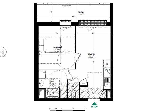 Appartement 2 pièces, Pordic Centre, Résidence Bleuenn