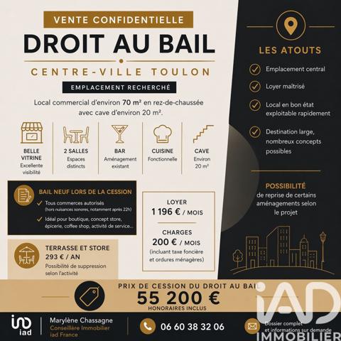 Droit au bail à vendre 62 m² Toulon