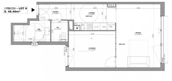 PARIS 15 CENTRE. F2 / 1 CHAMBRE / IMMEUBLE STANDING