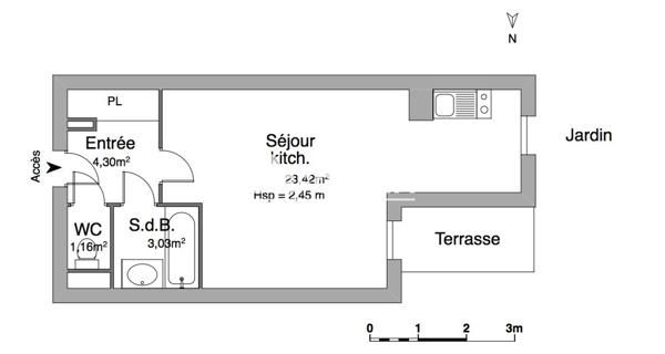 Location Studio 31.91 m² - Limoges 87000