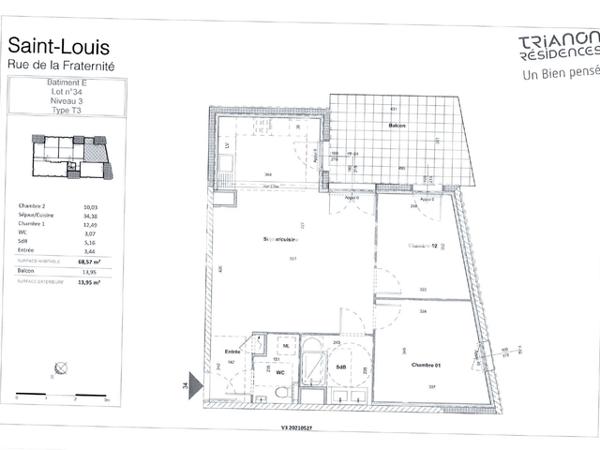 Location Appartement 3 pièces 68.57 m² - RESIDENCE EUREKA Saint Louis 68300