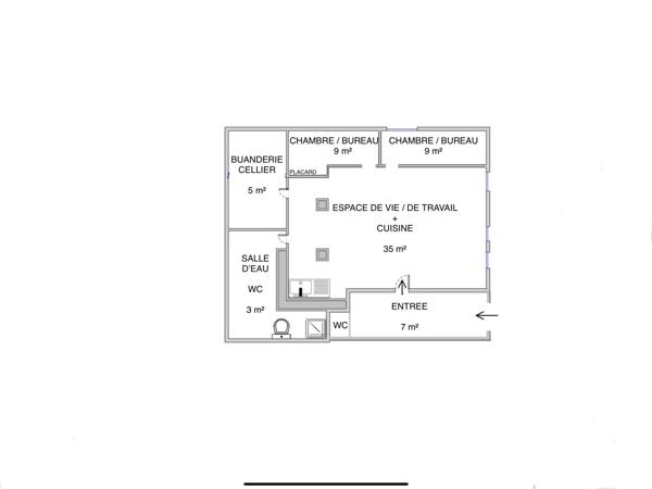 Bureau 4 pièces - 70 m²