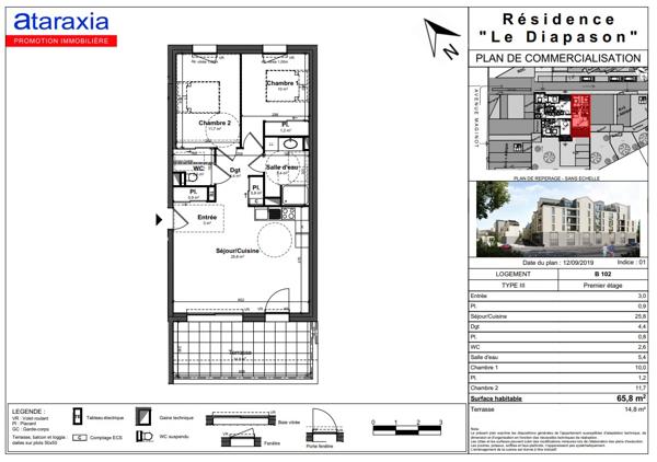 Appartement Tours 3 pièce(s) 65.80 m2