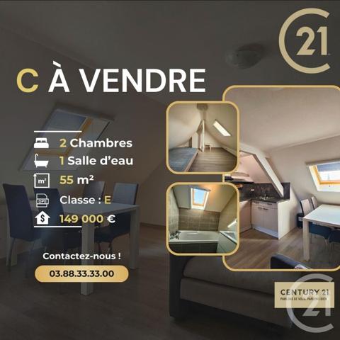 Appartement F3 à vendre  3 pièces - 55 m2 SCHILTIGHEIM - 67