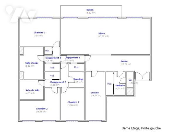 PARIS XVIIe – WAGRAM – BEL APPARTEMENT FAMILIAL TRAVERSANT DE 152 m² – BALCON – 3/4 CHAMBRES