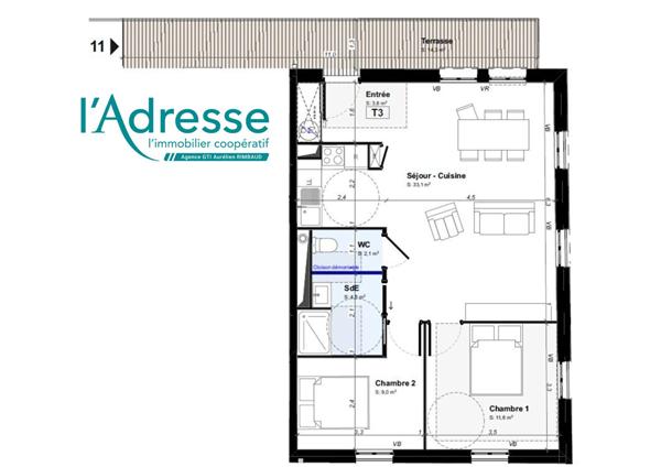 appartement Résidence EDEN - T3 + Terrasse au 2ème étage