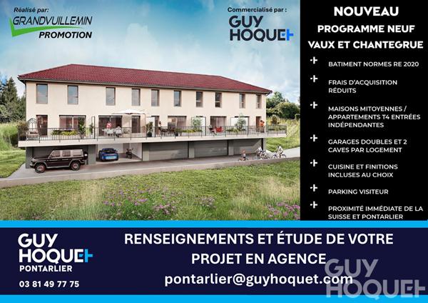 Maison mitoyenne - 4 pièce(s) 89 m² avec terrasse garage double et caves