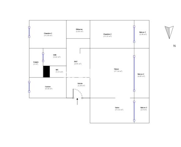 Appartement 4 pièces - 78 m² Exclusivité efficity