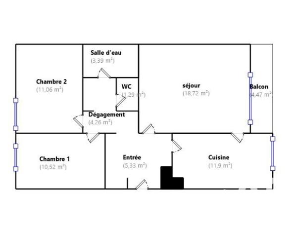 Appartement à vendre 3 pièces 66,47 m² Taverny