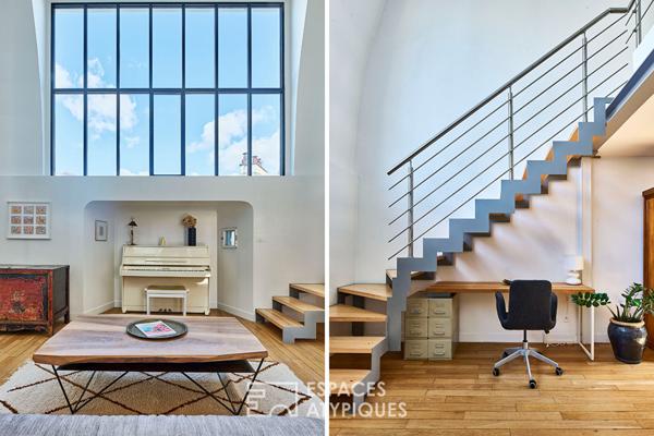 Atelier d’artiste en dernier étage avec remise à tableaux à SoPi