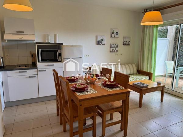 Appt T2 meublé bord de mer jardin 96m², parking privé