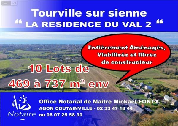 Terrain à Batir à vendre à Tourville-sur-Sienne dans la Manche (50200), ref : 50069/16