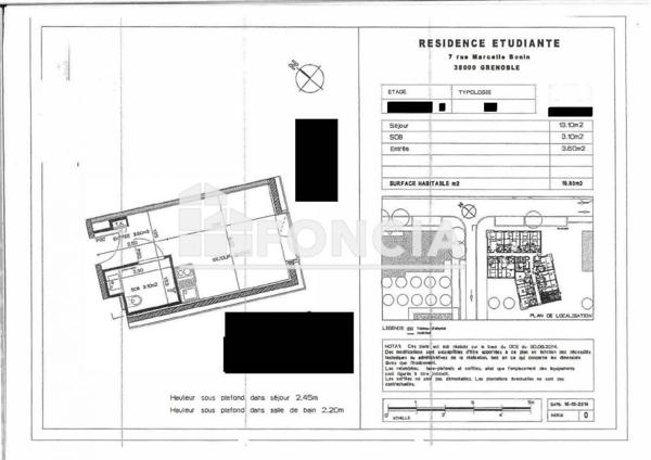 À vendre Studio 20.28 m² - Grenoble 38000