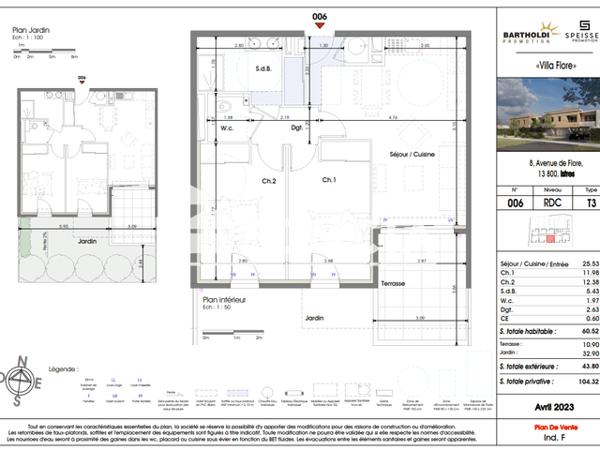 Location Appartement 3 pièces 60.52 m² - 8 AVENUE DE FLORE Istres 13800