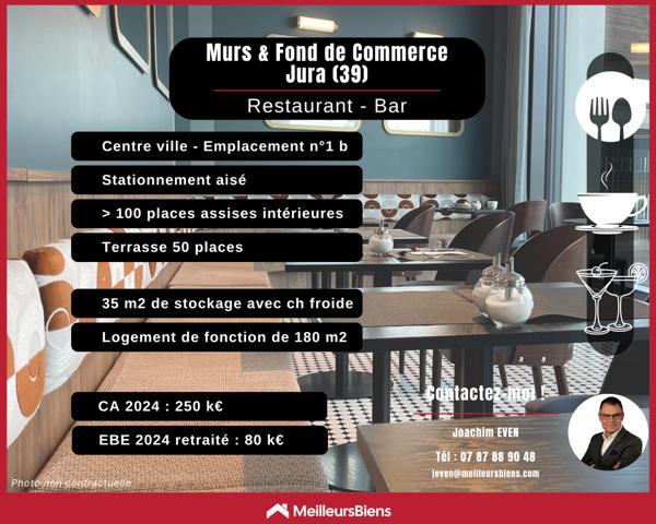 Fond de commerce et murs, bar restaurant à Lons le Saunier