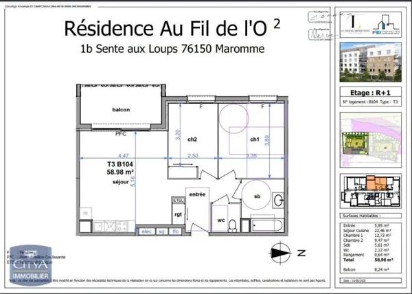 Appartement à louer 3 pièces 58.98m²