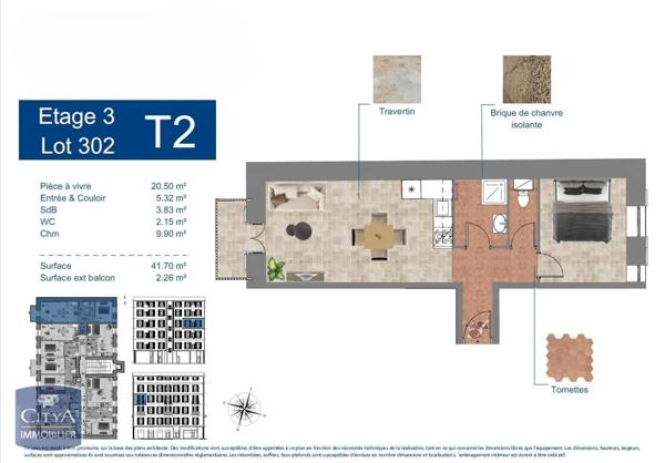 Appartement à vendre 2 pièces 41.7m²