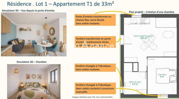 Appartement à SAINT-GILLES-CROIX-DE-VIE, 85800 - 2 pièces 33m²