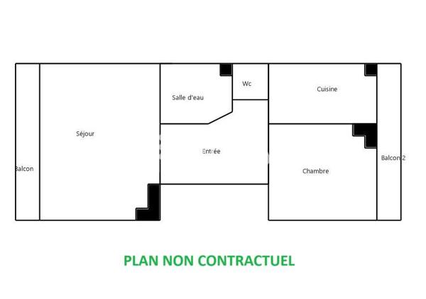 Appartement 2 pièces - 55 m² Exclusivité efficity