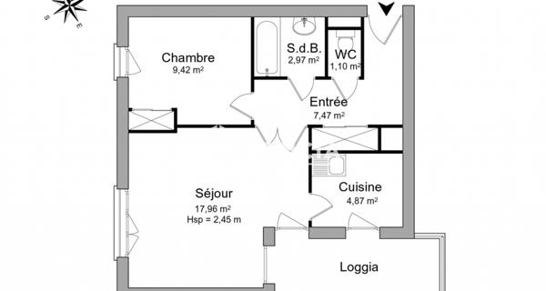 Location Appartement 2 pièces 43.79 m² - Cergy 95800