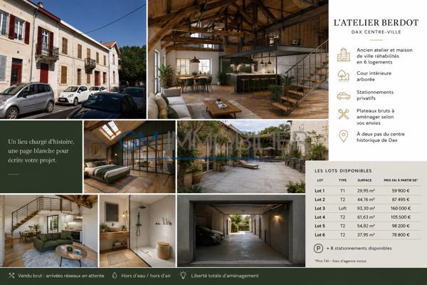 L’ATELIER BERDOT – DAX CENTRE Ancien atelier réhabilité en logements – Une opportunité rare