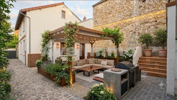 Centre-ville de Septeuil : Maison de ville avec jardin et stationnement, à rénover