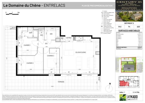 Appartement T4 à vendre  4 pièces - 81,19 m 2   ENTRELACS  - 73
