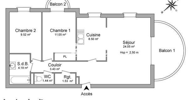 Location Appartement 3 pièces 63.71 m² - Guilherand-granges 07500
