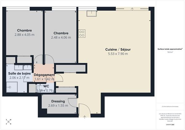 Appartement 3 pièces 75.05 m2