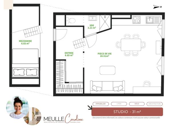 Appartement 1 pièce - 31 m² Exclusivité efficity