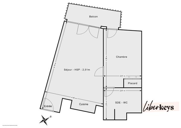 T2 41 m² avec terrasse au dernier étage 